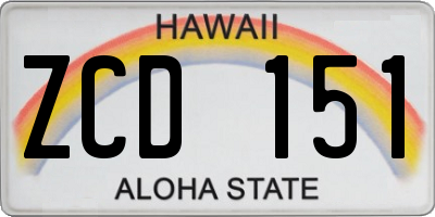 HI license plate ZCD151