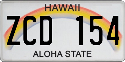 HI license plate ZCD154