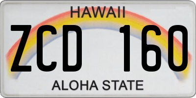 HI license plate ZCD160