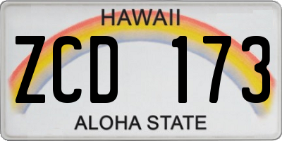HI license plate ZCD173
