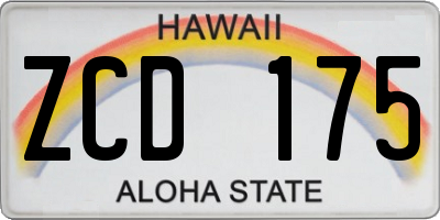 HI license plate ZCD175