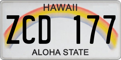 HI license plate ZCD177