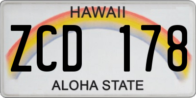 HI license plate ZCD178