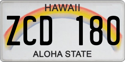 HI license plate ZCD180