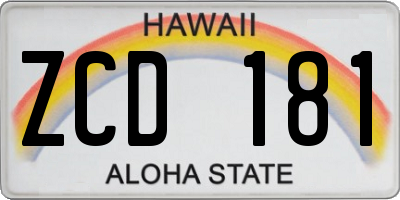 HI license plate ZCD181