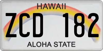 HI license plate ZCD182