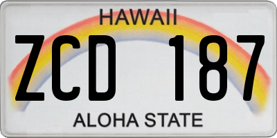 HI license plate ZCD187