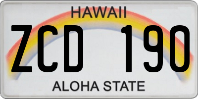 HI license plate ZCD190