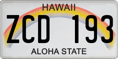 HI license plate ZCD193