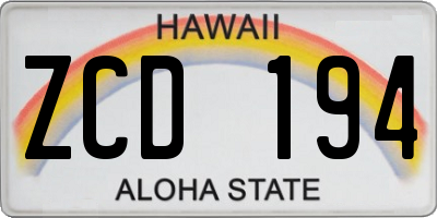 HI license plate ZCD194