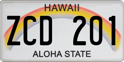 HI license plate ZCD201