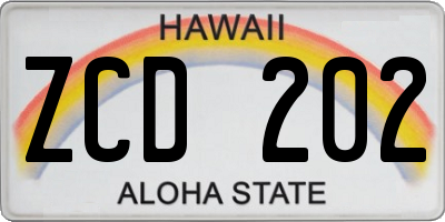 HI license plate ZCD202