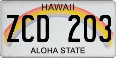 HI license plate ZCD203