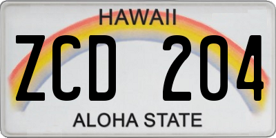 HI license plate ZCD204