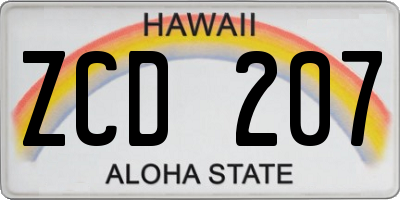 HI license plate ZCD207