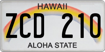 HI license plate ZCD210