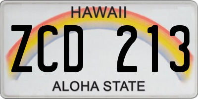 HI license plate ZCD213