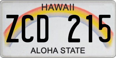 HI license plate ZCD215