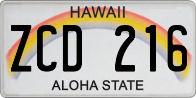 HI license plate ZCD216