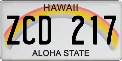 HI license plate ZCD217