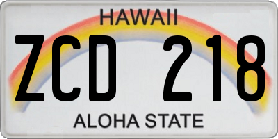 HI license plate ZCD218