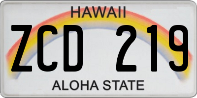 HI license plate ZCD219