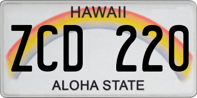 HI license plate ZCD220