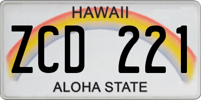 HI license plate ZCD221