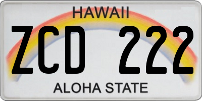 HI license plate ZCD222