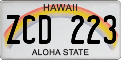 HI license plate ZCD223