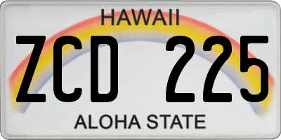 HI license plate ZCD225