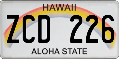 HI license plate ZCD226