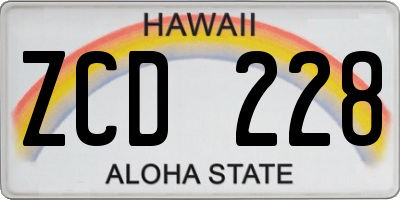HI license plate ZCD228