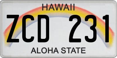 HI license plate ZCD231