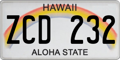 HI license plate ZCD232