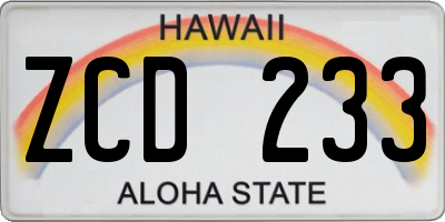 HI license plate ZCD233