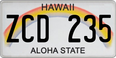 HI license plate ZCD235