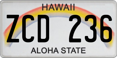 HI license plate ZCD236