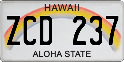 HI license plate ZCD237