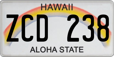 HI license plate ZCD238
