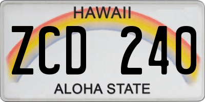 HI license plate ZCD240