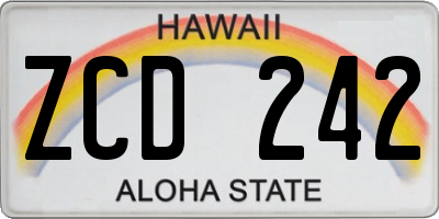 HI license plate ZCD242