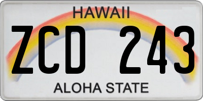 HI license plate ZCD243