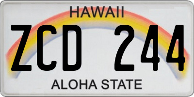 HI license plate ZCD244