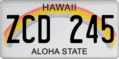 HI license plate ZCD245