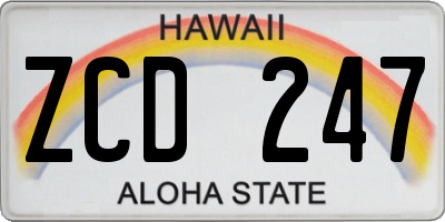 HI license plate ZCD247