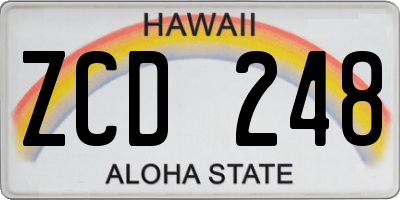 HI license plate ZCD248