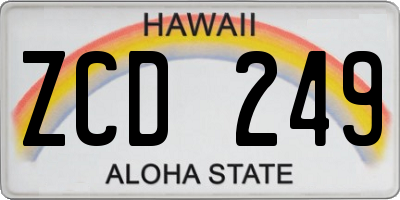 HI license plate ZCD249