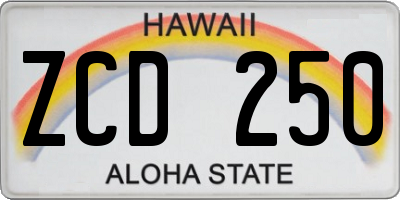 HI license plate ZCD250