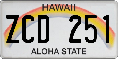 HI license plate ZCD251